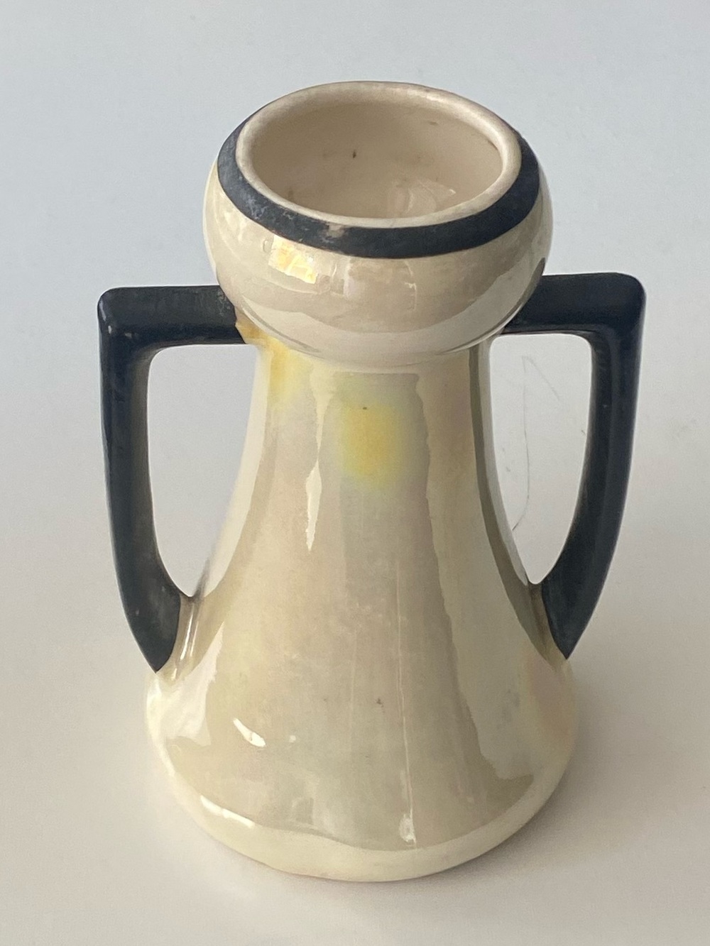 Vintage German Iridescent Lusterware Double Handle Vase – Art Deco Style 5”